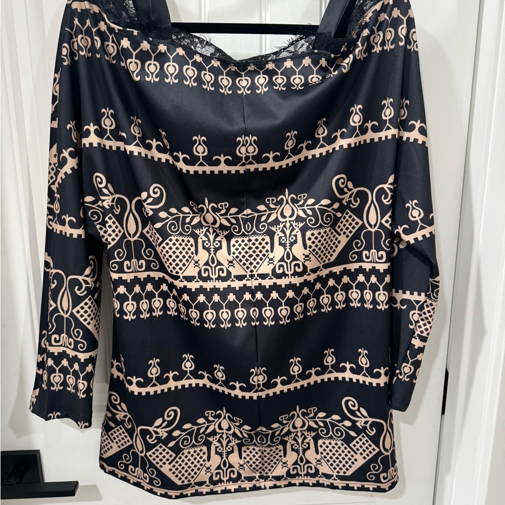 Chic Black And Aztec Patterned Cold Shoulder - image 5